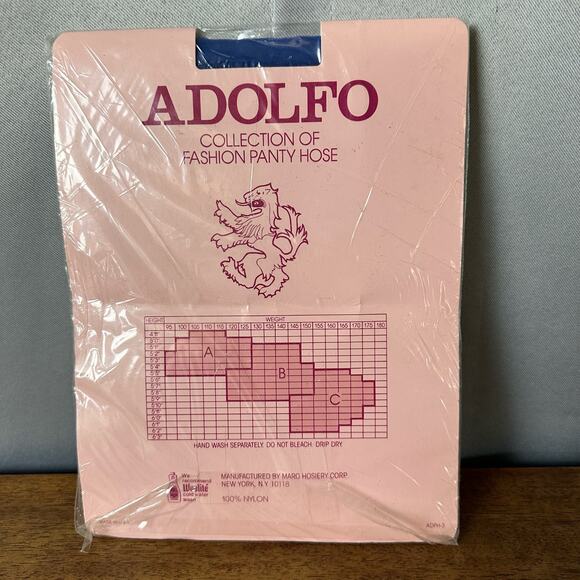 Womens NOS Vintage Adolfo Bright Blue Textured Sandalfoot Nylon Pantyhose Size B - Picture 2 of 5